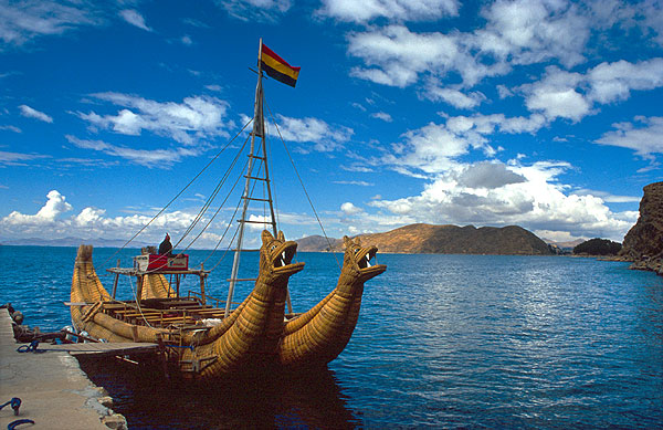 Rákosový člun, jezero Titicaca