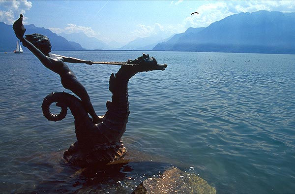 Socha v Ženevském jezeře, Vevey
